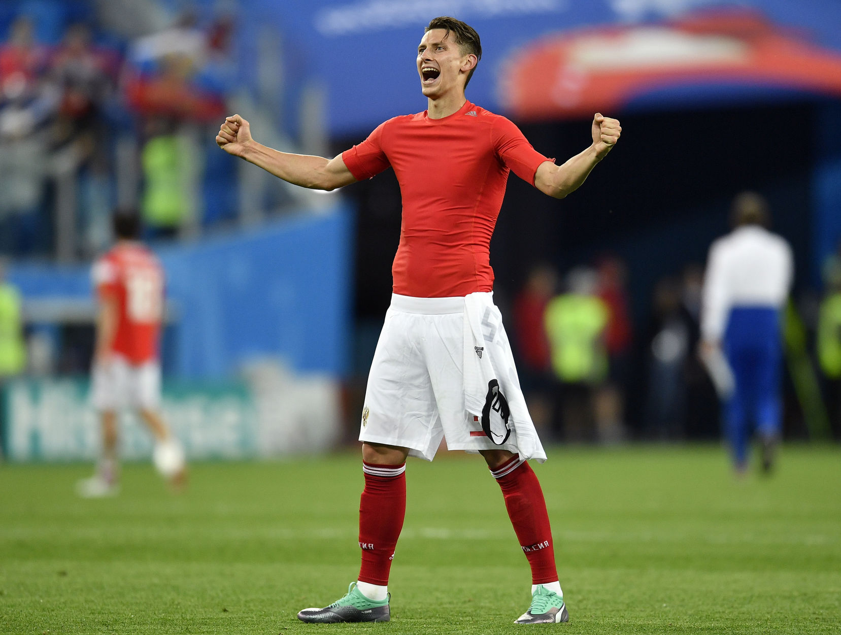 Russia's Ilya Kutepov celebrates
